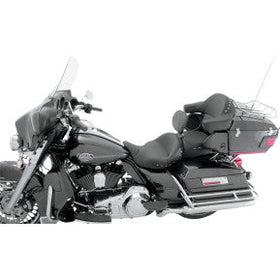 MUSTANG - SUPER TOURING SEAT W/ DRIVERS BACKREST - SMOOTH, CHROME STUDDED - '08-20 TOURING