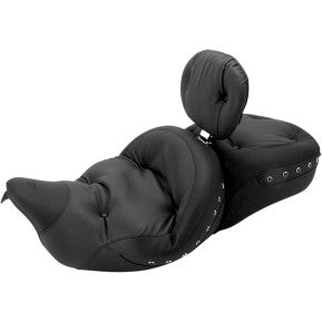 MUSTANG - SUPER TOURING SEAT W/ DRIVERS BACKREST - REGAL STYLE, BLACK STUDDED - '08-20 TOURING