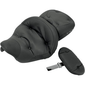 MUSTANG - SUPER TOURING SEAT W/ DRIVERS BACKREST - REGAL STYLE, BLACK STUDDED - '08-20 TOURING - 0
