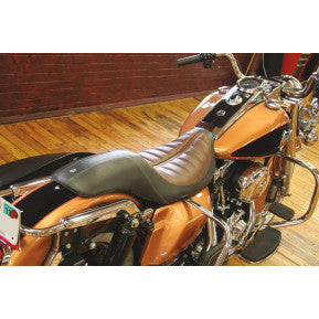 RSD - FLATOUT ENZO 2-UP SEAT - BLACK W/ BROWN RAISED DETAILING - '08-'20 TOURING - 0