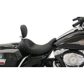 MUSTANG - LOWDOWN SOLO SEAT - WITH DRIVER BACKREST - BLACK STUDDED, VINYL - '09-20 TOURING - 0