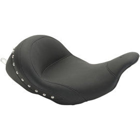 MUSTANG - LOWDOWN SOLO SEAT - W/OUT DRIVER BACKREST - CHROME STUDDED VINYL - '09-20 TOURING