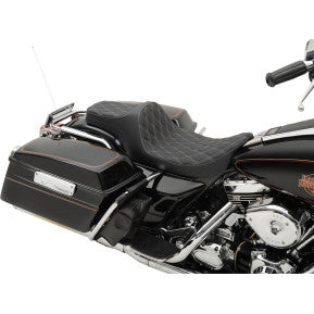 DRAG - PREDATOR III SEAT - DOUBLE DIAMOND STITCH, SILVER THREAD - '99-'07 TOURING