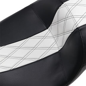 LE PERA - MAVERICK DADDY LONG LEGS SEAT - WHITE HR LINLAY, DOUBLE DIAMOND STITCH - '08-'21 TOURING