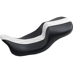 LE PERA - MAVERICK DADDY LONG LEGS SEAT - WHITE HR LINLAY, DOUBLE DIAMOND STITCH - '08-'21 TOURING