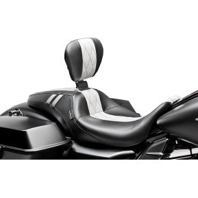 LE PERA - OUTCAST DADDY LONG LEGS SEAT - BLACK FULL-LENGTH SEAT W/ WHITE DOUBLE DIAMOND INLAY - '08-'21 TOURING