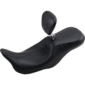 LE PERA - OUTCAST GT SEAT W/ BACKREST - PERFORATED BLACK DOUBLE DIAMOND 2UP SEAT - '08-'21 TOURING