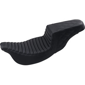 SADDLEMEN | STEP UP SEAT - BLACK - FRONT TUCK & ROLL, REAL LATTICE STITCH - '08-'23 TOURING