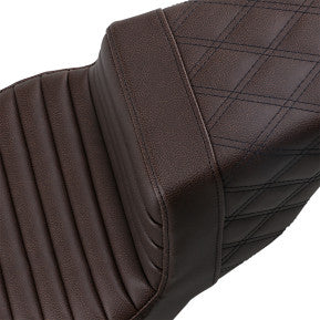 SADDLEMEN - STEP UP SEAT - DARK BROWN - FRONT TUCK & ROLL AND REAR LATTICE STITCH - '08-'23 TOURING - 0