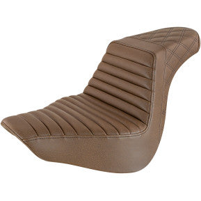 SADDLEMEN - STEP UP SEAT - BROWN, FRONT TUCK & ROLL, REAR LATTICE STITCHED - '18-20 FLFB & FLFBS