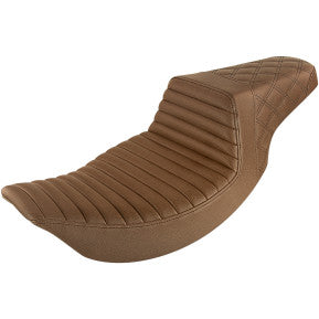 SADDLEMEN - STEP UP SEAT - BROWN - FRONT TUCK & ROLL, REAR LATTICE STITCH - '97-'07 TOURING