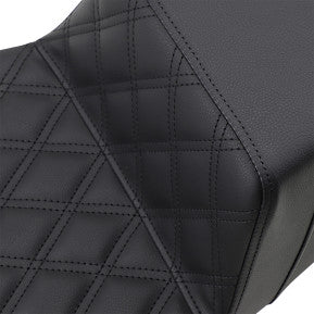 SADDLEMEN - EXTENDED REACH STEP UP SEAT - BLACK - FRONT LATTICE STITCH - '08-'23 TOURING