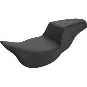 SADDLEMEN - EXTENDED REACH STEP UP SEAT - BLACK - REAR LATTICE STITCH - '08-'23 TOURING