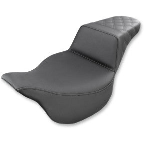 SADDLEMEN - EXTENDED REACH STEP UP SEAT - BLACK - REAR LATTICE STITCH - '08-'23 TOURING - 0