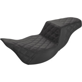 SADDLEMEN - EXTENDED REACH STEP UP SEAT - BLACK - FULL LATTICE STITCH - '08-'23 TOURING