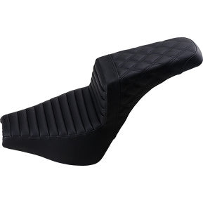 SADDLEMEN - EXTENDED REACH STEP UP SEAT - BLACK - FRONT TUCK & ROLL, REAR LATTICE STITCH - '08-'23 TOURING - 0