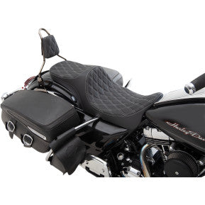 DRAG - PREDATOR III SEAT - DOUBLE DIAMOND STITCH, SILVER THREAD - '08-'20 TOURING