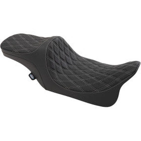 DRAG - PREDATOR III SEAT - DOUBLE DIAMOND STITCH, SILVER THREAD - '97-'07 TOURING
