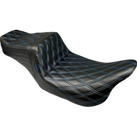 LA PERA TAILWHIP SEAT - DOUBLE DIAMOND W/ BLUE THREAD - BLACK - FLH/FLT '08-'24