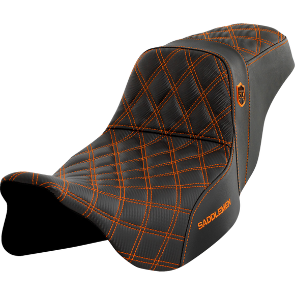 Saddlemen Pro Series Sdc Performance Seat W/O Backrest Orange Stitch FLH/FLT '08-'23