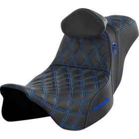Saddlemen Pro Series Sdc Performance Seat w/ Backrest Blue Stitch FLH/FLT '08-'23