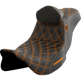 Saddlemen Pro Series Sdc Performance Seat w/ Backrest Orange Stitch FLH/FLT '08-'25