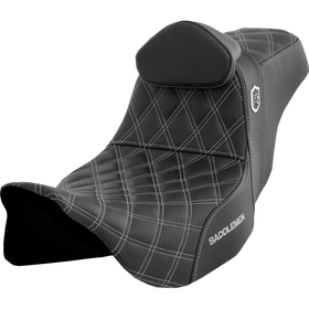 Saddlemen Pro Series Sdc Performance Seat w/ Backrest Silver Stitch FLH/FLT '08-'23