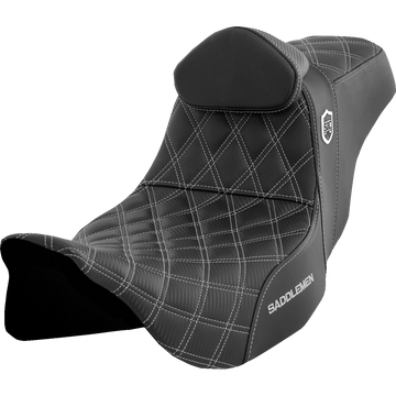 Saddlemen Pro Series Sdc Performance Seat w/ Backrest Silver Stitch FLH/FLT '08-'23