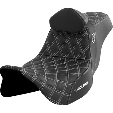Saddlemen Pro Series Sdc Performance Seat w/ Backrest White Stitch FLH/FLT '08-'23
