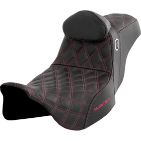 Saddlemen Pro Series Sdc Performance Seat w/ Backrest Wine Berry Stitch FLH/FLT '08-'23