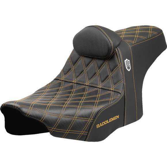 Saddlemen Pro Series Sdc Performance Seat Gold Stitching w/ Backrest FLT/FLH '23-'25