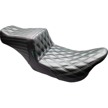 Le Pera Tailwhip Seat Black Double Diamond Green Stitch FLT/FLH '08-'23
