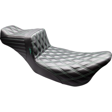 Le Pera Tailwhip Daddy Long Legs Seat Black Green Double Diamond Stitch FLT/FLH '08-'23