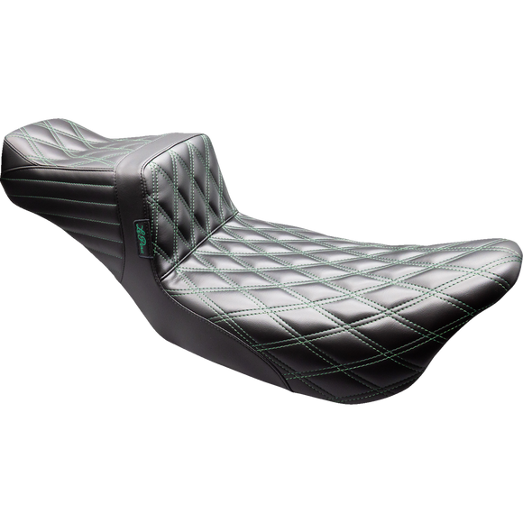 Le Pera Tailwhip Daddy Long Legs Seat Black Green Double Diamond Stitch FLT/FLH '08-'23