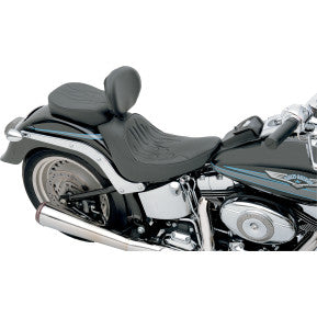 DRAG - SOLO SEAT WITH EZ GLIDE II BACKREST OPTION - FLAME STITCH, SOLAR REFLECTIVE LEATHER