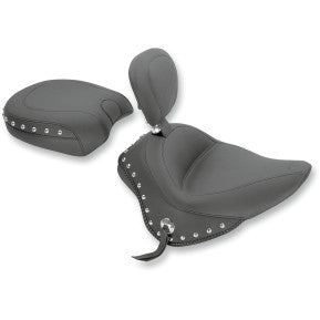 MUSTANG - WIDE STYLE SOLO SEAT WITH REMOVABLE BACKREST - STUDDED - '11-17 FXS, FLS, & FLSS