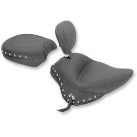 MUSTANG - WIDE STYLE SOLO SEAT WITH REMOVABLE BACKREST - STUDDED - '11-17 FXS, FLS, & FLSS