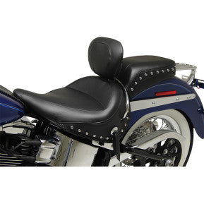 MUSTANG - WIDE STYLE SOLO SEAT WITH REMOVABLE BACKREST - STUDDED - '05-17 FLSTN & EFI FLSTNI - 0