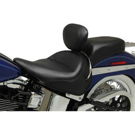 MUSTANG - WIDE STYLE SOLO SEAT WITH REMOVABLE BACKREST - BLACK, VINTAGE - '05-17 FLSTN & EFI FLSTNI - 0