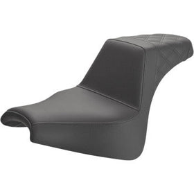 SADDLEMEN - STEP UP SEAT - BLACK, REAR LATTICE STITCH - '18-20 FXFB & FXFBS