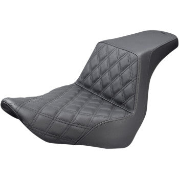 SADDLEMEN - STEP UP SEAT - BLACK, FRONT LATTICE STITCH - '18-20 FXLR & FLSB