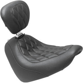 MUSTANG - WIDE TRIPPER FRONT SEAT WITH BACKREST - BLACK, DIAMOND STITCH - '18-20 FXFB & FXFBS
