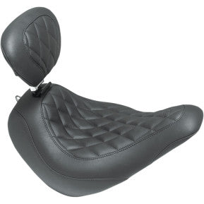 MUSTANG - WIDE TRIPPER FRONT SEAT WITH BACKREST - BLACK, DIAMOND STITCH - '18-20 FLSB & FXLR