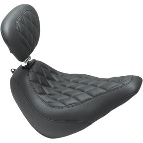 MUSTANG - WIDE TRIPPER FRON SEAT WITH BACKREST - BLACK, DIAMOND STITCH - '18-20 FLSL