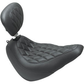 MUSTANG - WIDE TRIPPER FRON SEAT WITH BACKREST - BLACK, DIAMOND STITCH - '18-20 FLSL