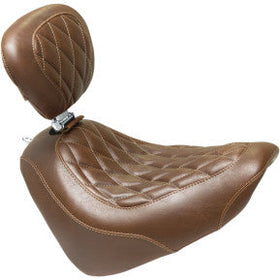 MUTANG - WIDE TRIPPER FRONT SEAT WITH BACKREST - BROWN, DIAMOND STITCH - '18-20 FXFB & FXFBS