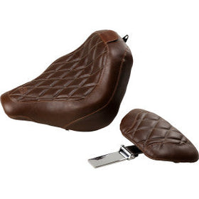 MUSTANG - TRIPPER FRONT SOLO SEAT WITH BACKREST - BROWN, DIAMOND STITCH - '18-20 FXBB & FXBRS