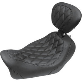 MUSTANG - TRIPPER SOLO SEAT WITH DRIVERS BACKREST - BLACK, DIAMOND STITCH - '14-17 FXDF