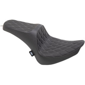 DRAG - PREDATOR III SEAT - DOUBLE DIAMOND, SILVER THREAD - '00-17 SOFTAIL