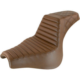 SADDLEMEN - STEP UP SEAT, BROWN - FRONT TUCK N ROLL, REAR LATTICE STITCH - '18-24 FXFB